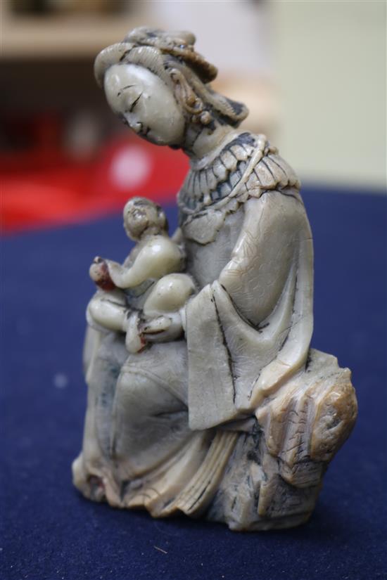 A Chinese soapstone figure of Xi Wangmu